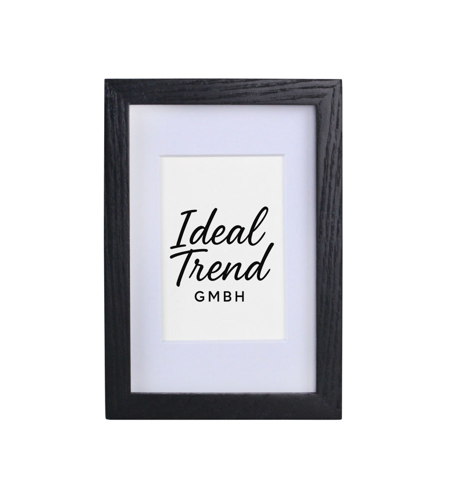 Bilderrahmen Massivholz Eiche mit Passepartout & gehärtetem Echtglas Oak wood frame Tempered glass HR-12 - Farbe: Schwarz | Format: 10x15