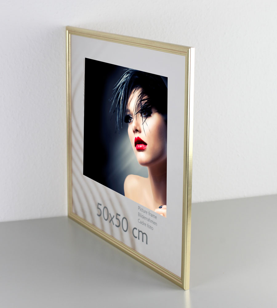 Artos Holz Bilderrahmen Acrylglas Plexi Lifestyle Foto Rahmen Collage Wanddeko Poster - Farbe: Gold | Format: 50x50