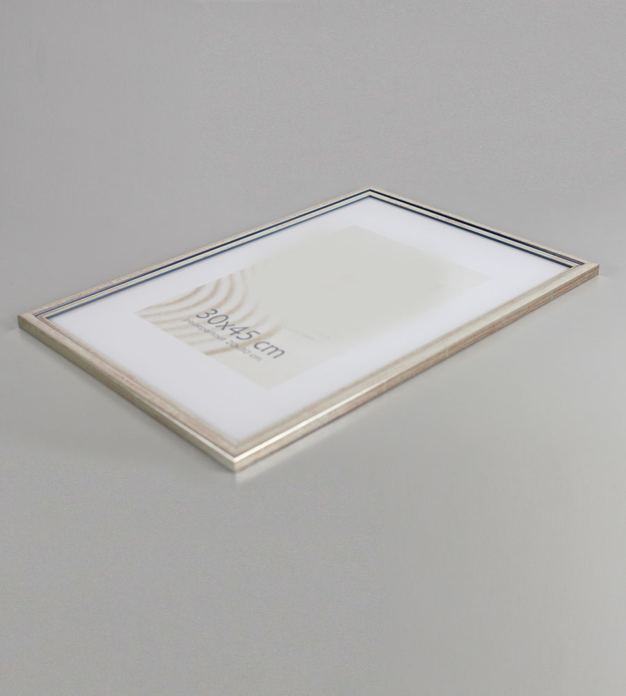 Artos Holz Bilderrahmen Acrylglas Plexi Lifestyle Foto Rahmen Collage Wanddeko Poster - Farbe: Silber | Format: 30x45