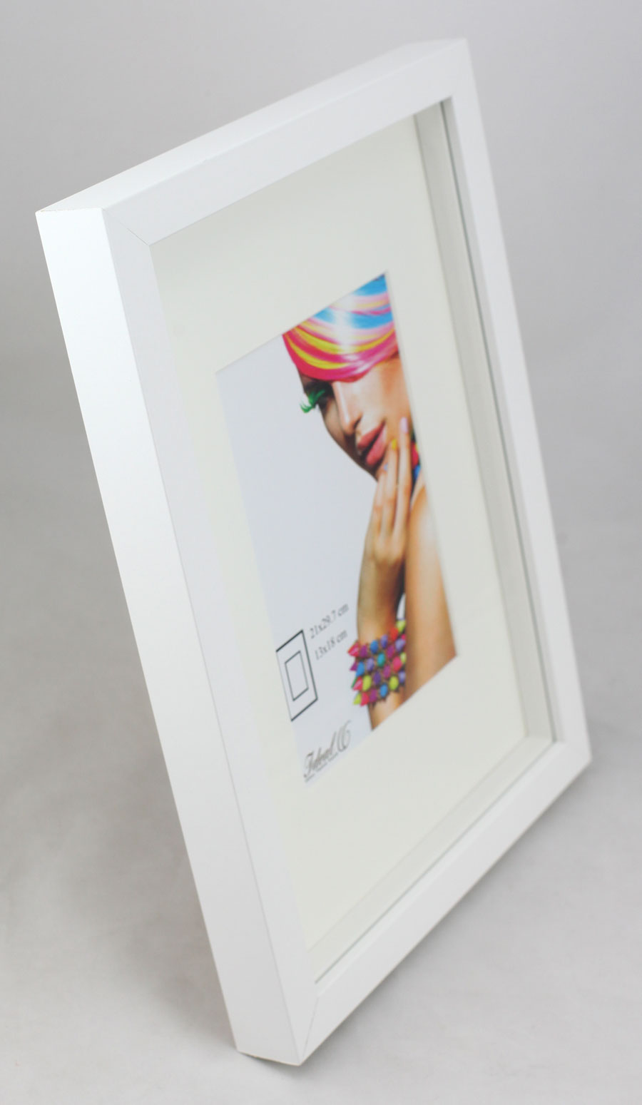 3D Objektrahmen Bilderrahmen mit Passepartout & gehärtetem Glas Holz MDF Rahmen Foto Poster - Farbe: Weiß | Format: 40x40