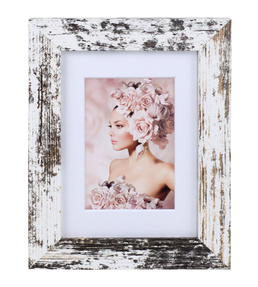 Pack Set Holz Bilderrahmen Foto Plexi Rahmen Acryl Collage Wanddeko Poster S215 - Farbe: Shabby-Weiß | Format: 15x20 | Pack: 3