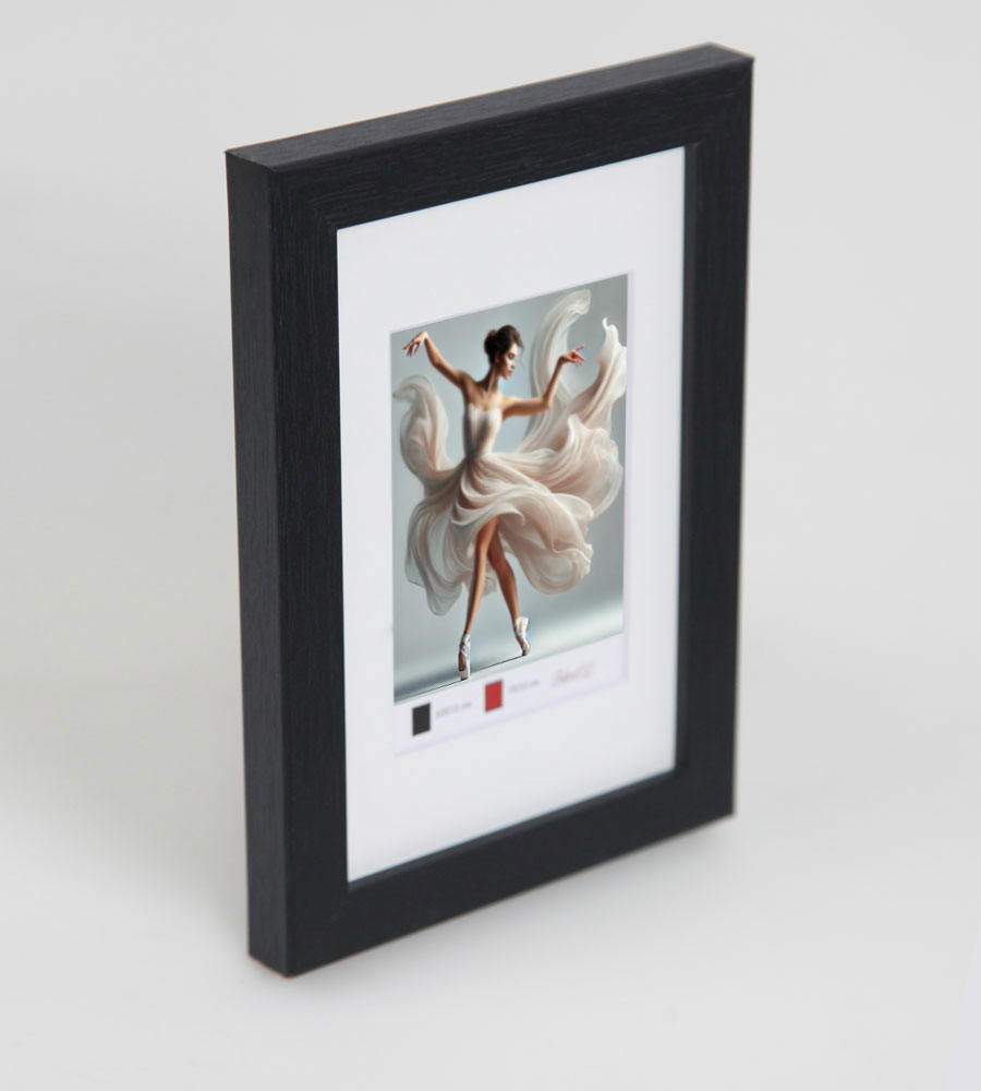 Holzbilderrahmen mit Passepartout Elegantes Design Foto Rahmen Collage Wanddeko HR-5 Poster - Farbe: Schwarz | Format: 10x15