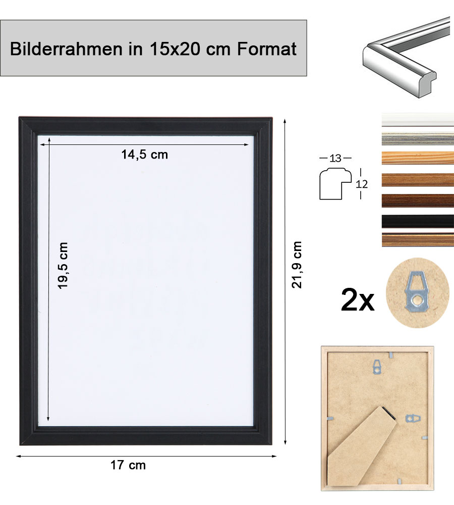 EKO Holz Bilderrahmen Foto Rahmen Holzrahmen Wanddeko Collage Poster S236 - Farbe: Weiß | Format: 15x20