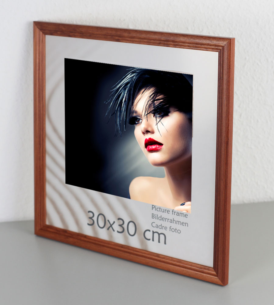 Artos Holz Bilderrahmen Acrylglas Plexi Lifestyle Foto Rahmen Collage Wanddeko Poster - Farbe: Braun | Format: 30x30