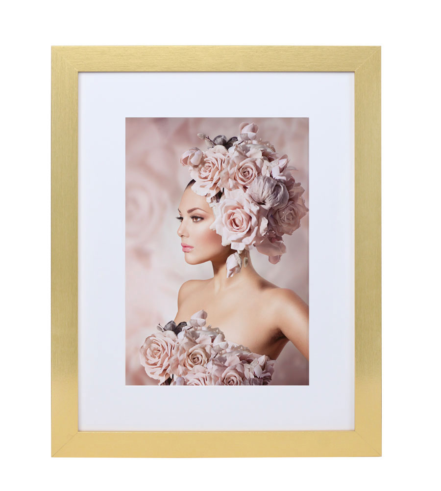 Bilderrahmen Holz Rahmen Plexi Acryl Collage Wanddeko Poster quadratisch S215 - Farbe: Gold | Format: 30x40