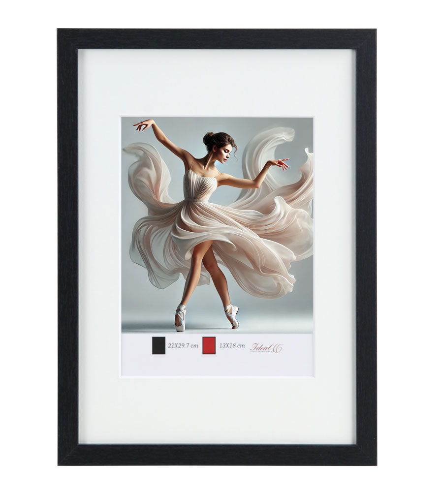 Holzbilderrahmen mit Passepartout Elegantes Design Foto Rahmen Collage Wanddeko HR-5 Poster - Farbe: Schwarz | Format: 40x50