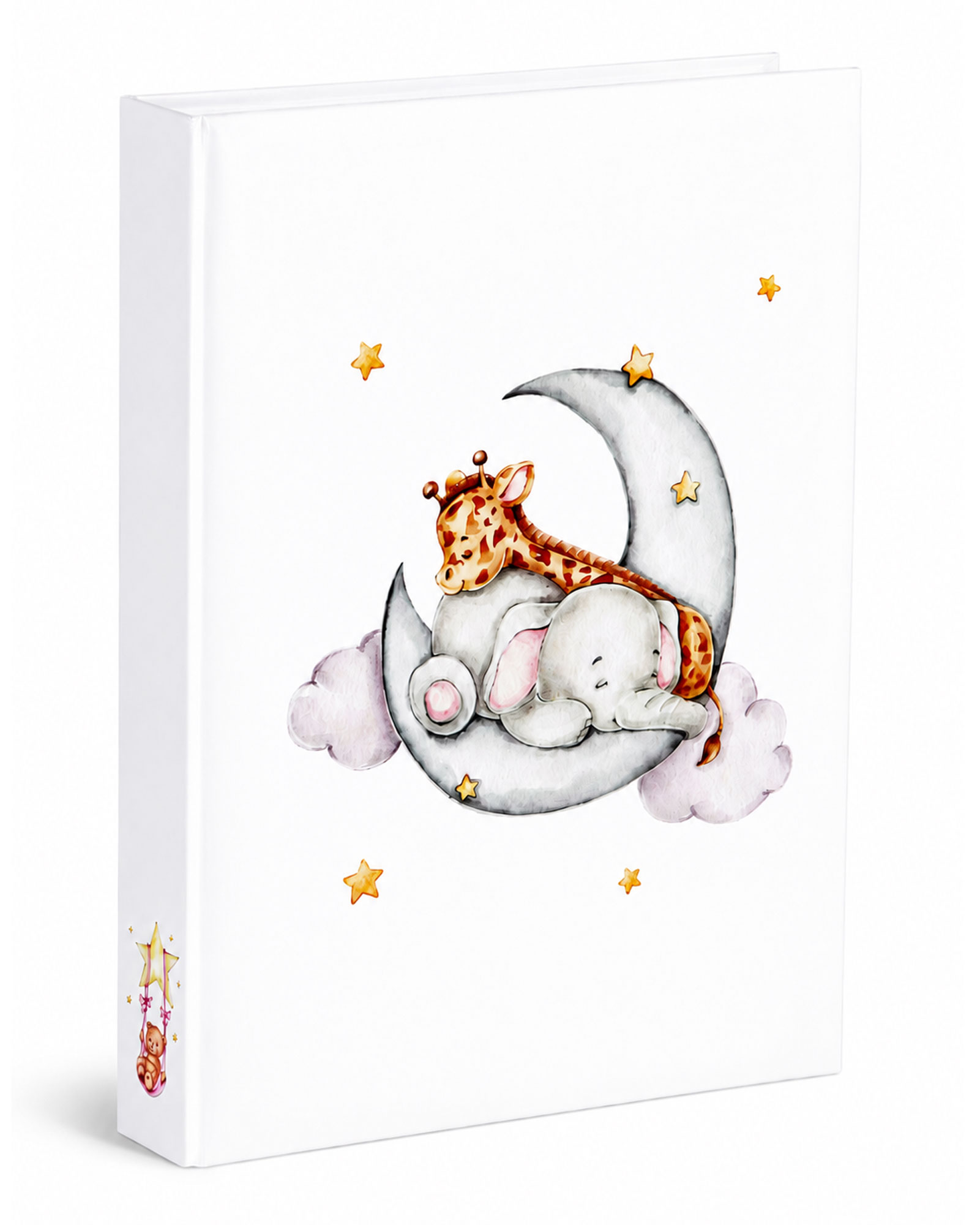 My Friends Memo Einsteckalbum für 300 Fotos 10x15 cm – Fotoalbum mit Beschriftungsfeldern, Einstecktaschen, Memo-Funktion, Familienalbum für Babyfotos & Kinderfotos - Farbe: Elefant & Giraffe
