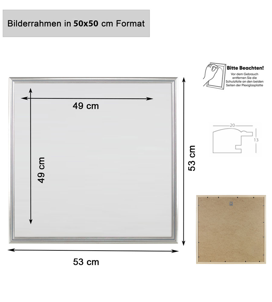 Artos Holz Bilderrahmen Acrylglas Plexi Lifestyle Foto Rahmen Collage Wanddeko Poster - Farbe: Gold | Format: 50x50