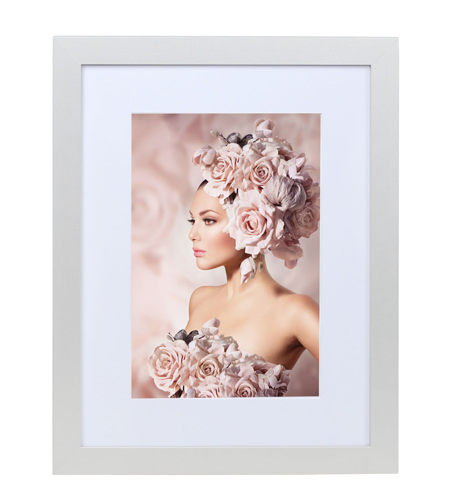Bilderrahmen Holz Rahmen Plexi Acryl Collage Wanddeko Poster quadratisch S215 - Farbe: Silber | Format: 30x45