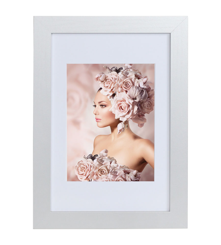 Bilderrahmen Holz Rahmen Plexi Acryl Collage Wanddeko Poster quadratisch S215 - Farbe: Silber | Format: 40x60