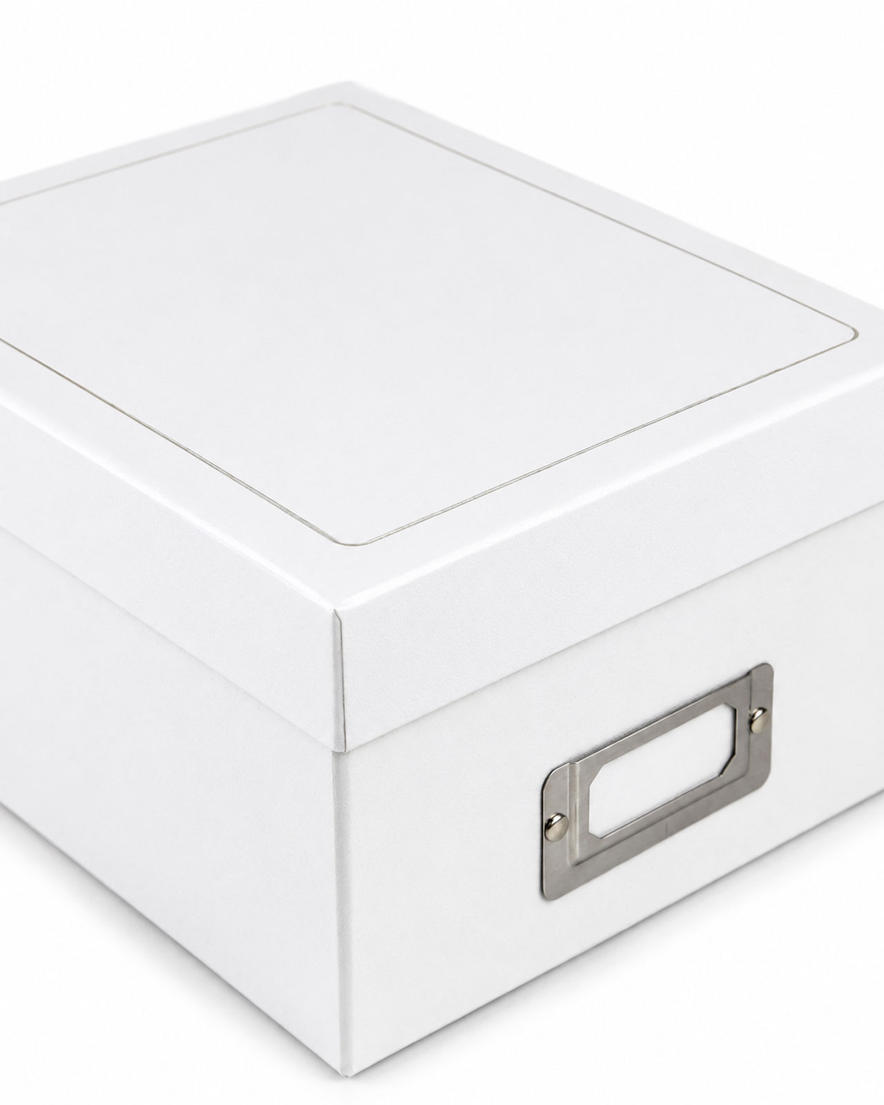 Tradition Photo Box für 700 Fotos 10x15 cm – elegante Fotobox mit Trennkarten, Vinyleinband, Gold- oder Silberprägung, Erinnerungsbox zur Fotoaufbewahrung - Farbe: Weiß