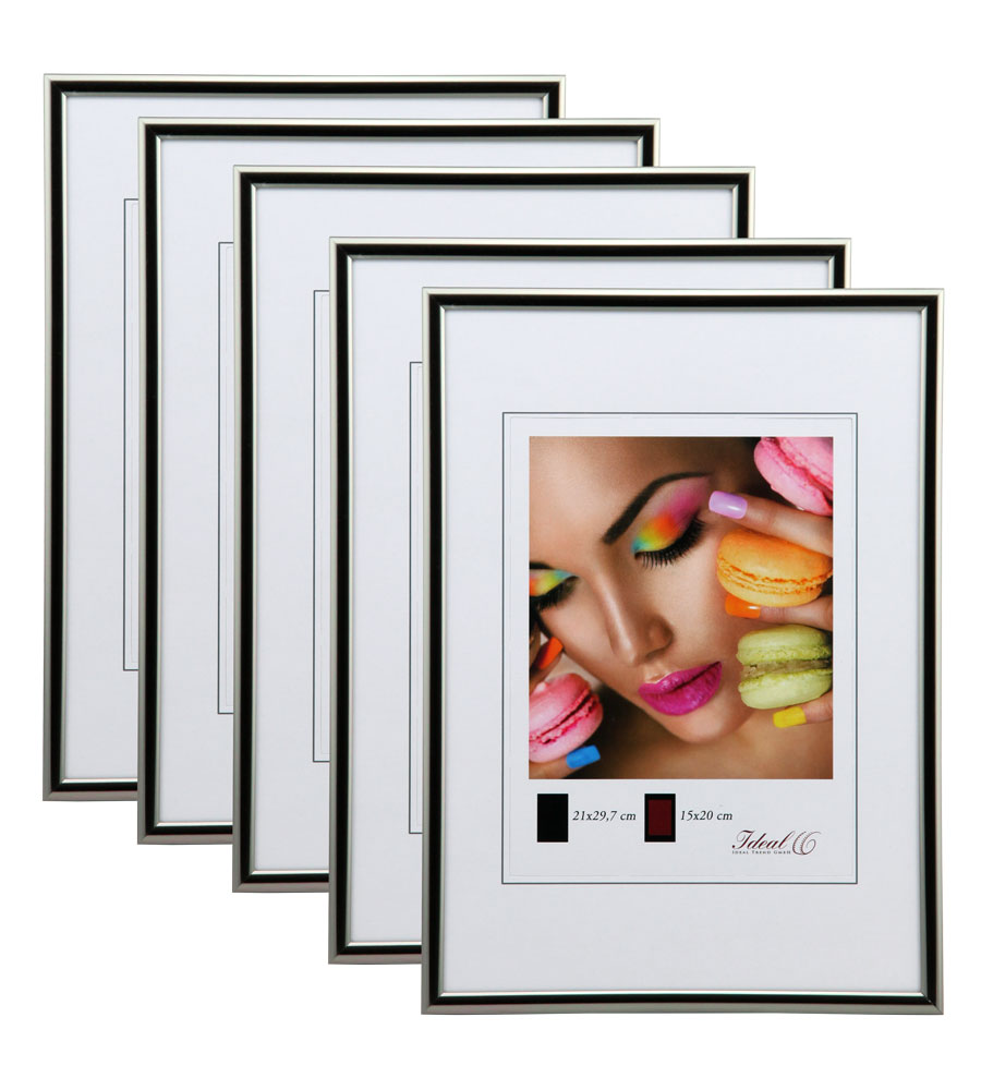 New Lifestyle Set Bilderrahmen Wanddeko Collage Poster Rahmen 2er 3er 5er Pack - Pack: 5er | Farbe: Stahl | Format: 40x60