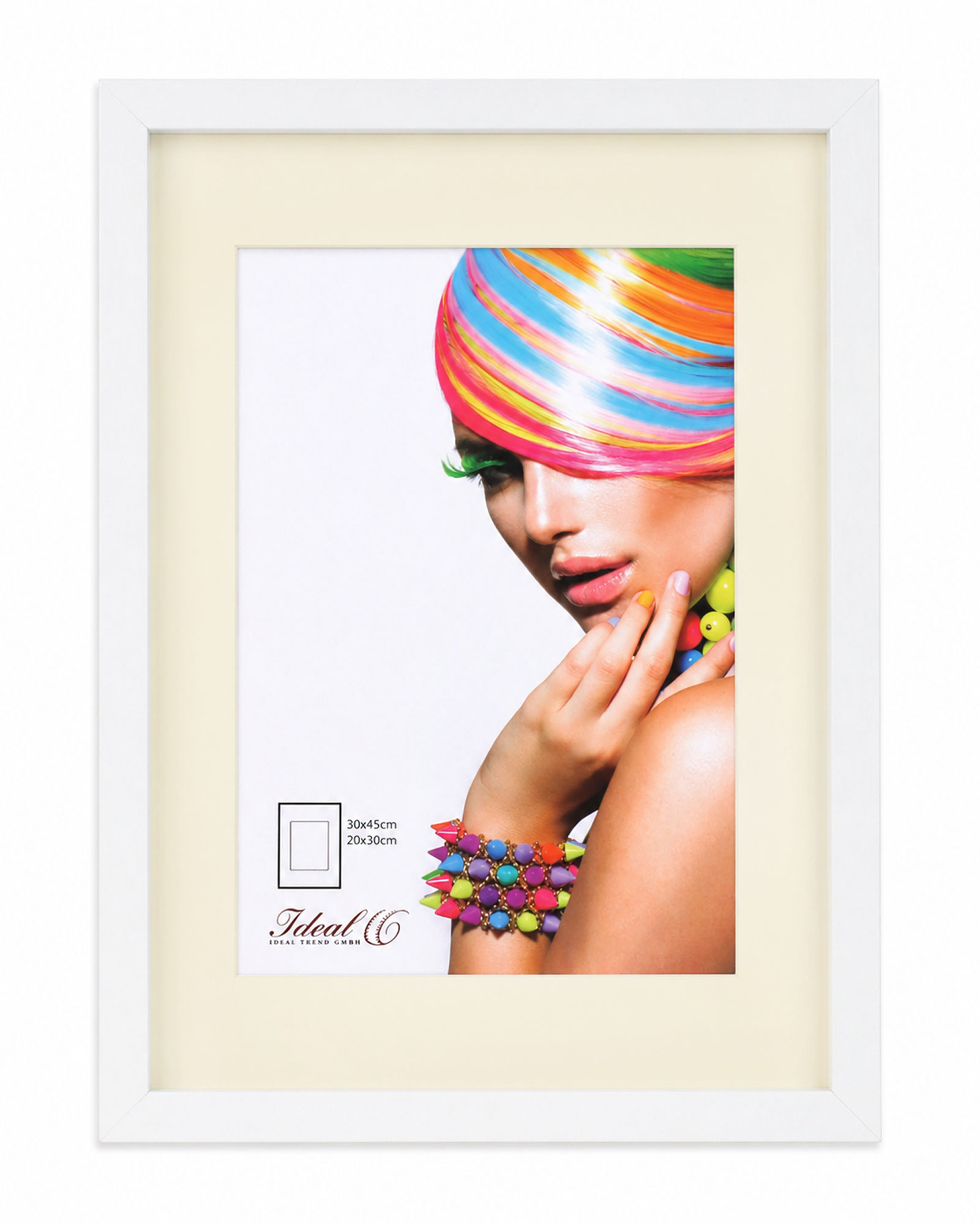 3D Objektrahmen Bilderrahmen mit Passepartout & gehärtetem Glas Holz MDF Rahmen Foto Poster - Farbe: Weiß | Format: 30x45