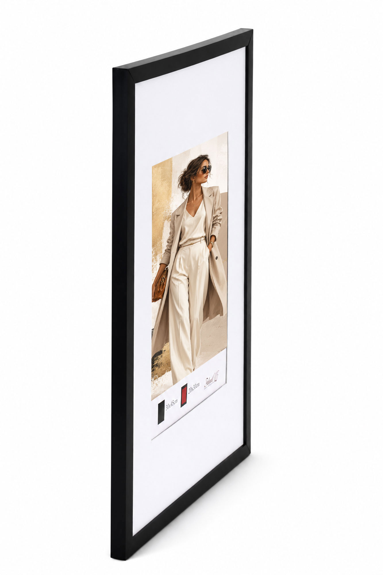 Kunststoff Bilderrahmen Modern Style mit gehärtetem Glas & Passepartout Blockprofil Collage Foto Rahmen Wanddeko für Fotowand - Farbe: Schwarz | Format: 30x45 | Pack: 10