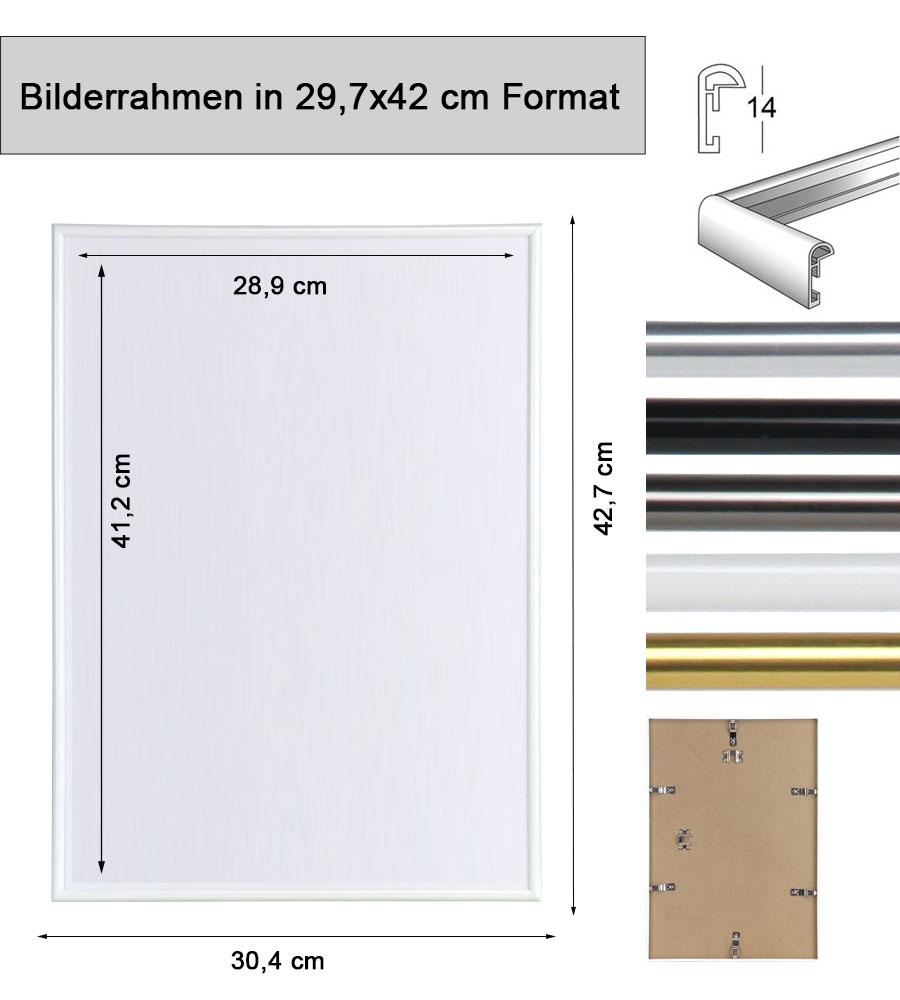 2er 3er 5er Pack Photo Style Set Bilderrahmen Wanddeko Collage Poster Kunststoff Rahmen - Pack: 2er | Farbe: Stahl | Format: 29,7x42 DIN A3