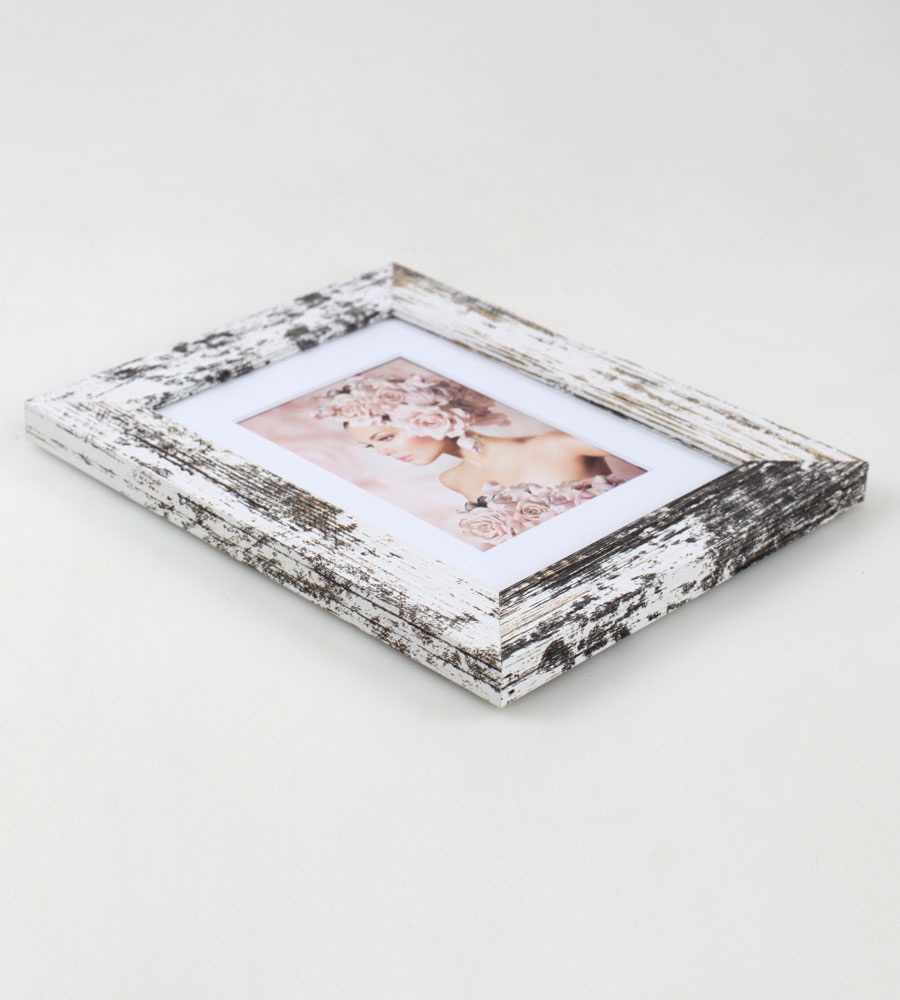 Pack Set Holz Bilderrahmen Foto Plexi Rahmen Acryl Collage Wanddeko Poster S215 - Farbe: Shabby-Weiß | Format: 15x20 | Pack: 3