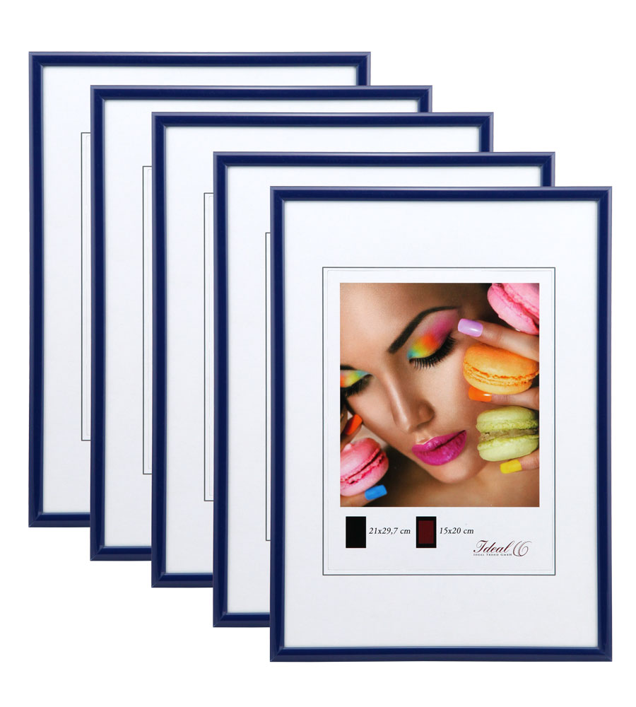 New Lifestyle Set Bilderrahmen Wanddeko Collage Poster Rahmen 2er 3er 5er Pack - Pack: 5er | Farbe: Blau | Format: 50x60