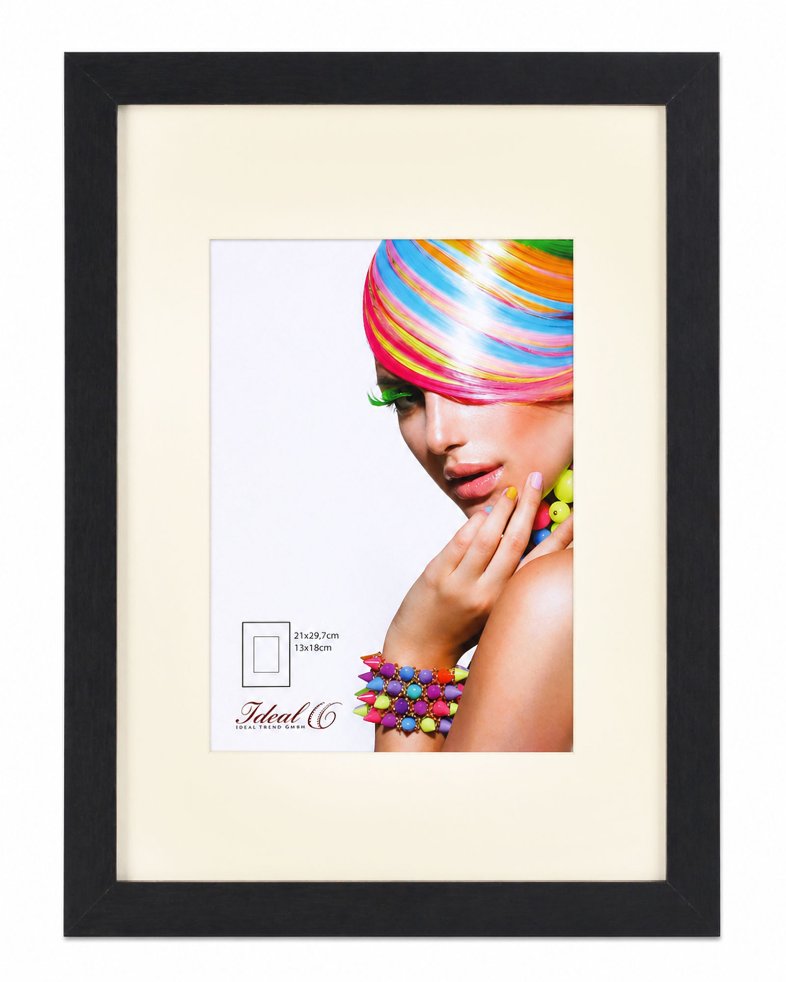 3D Objektrahmen Bilderrahmen mit Passepartout & gehärtetem Glas Holz MDF Rahmen Foto Poster - Farbe: Schwarz | Format: 21x29,7