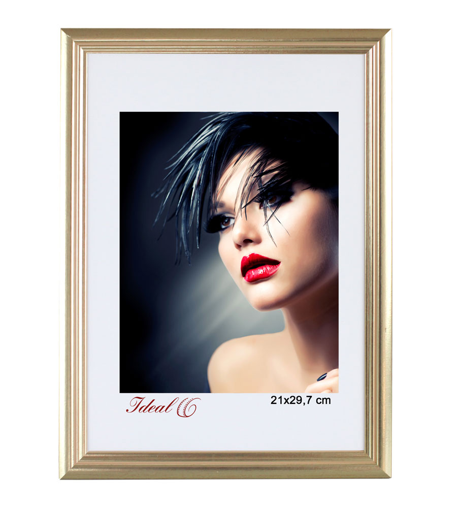 Artos Holz Bilderrahmen Acrylglas Plexi Lifestyle Foto Rahmen Collage Wanddeko Poster - Farbe: Gold | Format: 50x50