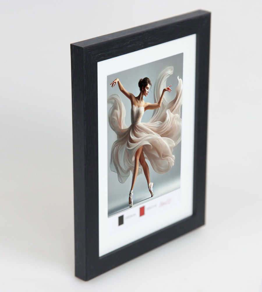 Holzbilderrahmen mit Passepartout Elegantes Design Foto Rahmen Collage Wanddeko HR-5 Poster - Farbe: Schwarz | Format: 13x18