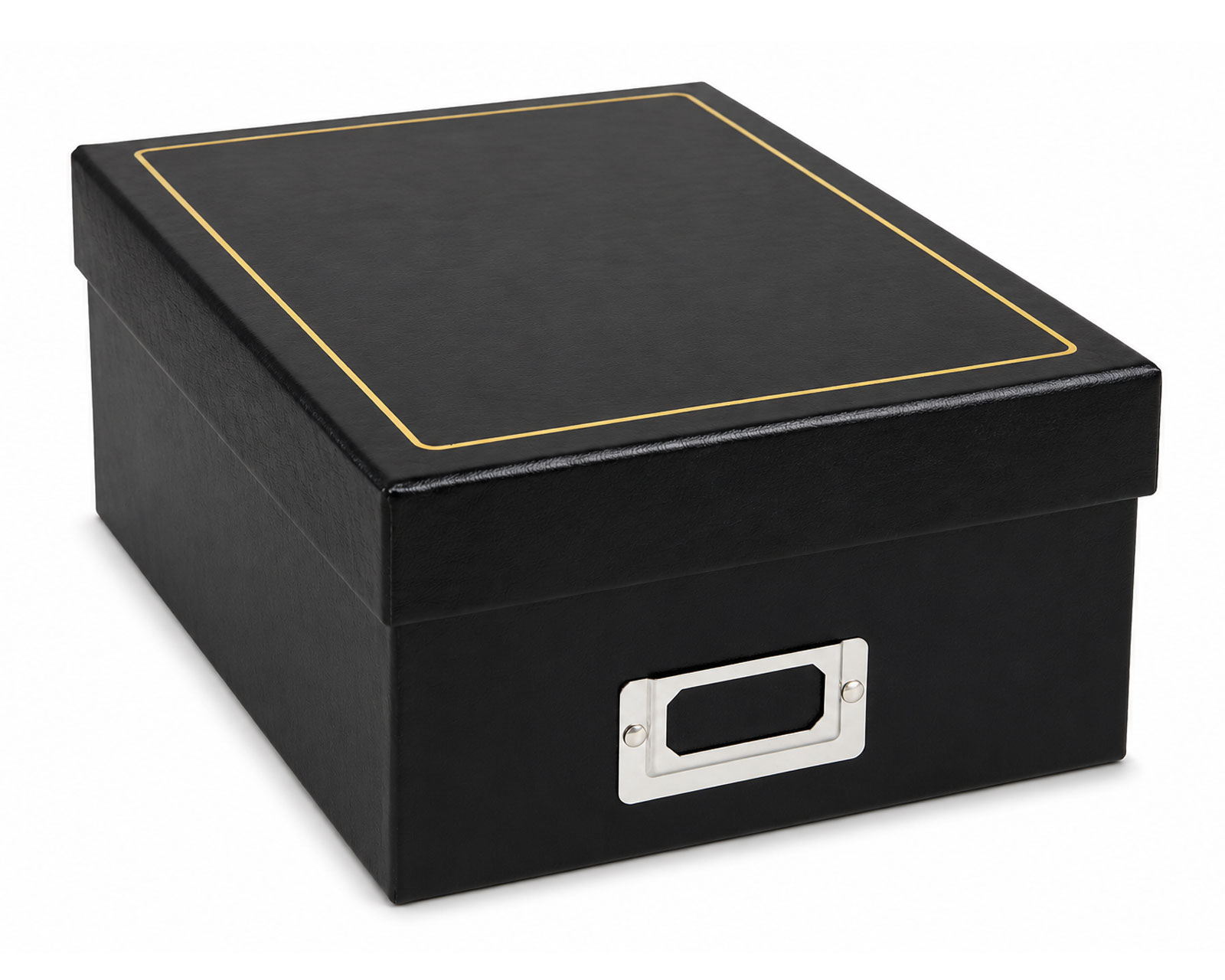 Tradition Photo Box für 700 Fotos 10x15 cm – elegante Fotobox mit Trennkarten, Vinyleinband, Gold- oder Silberprägung, Erinnerungsbox zur Fotoaufbewahrung - Farbe: Schwarz