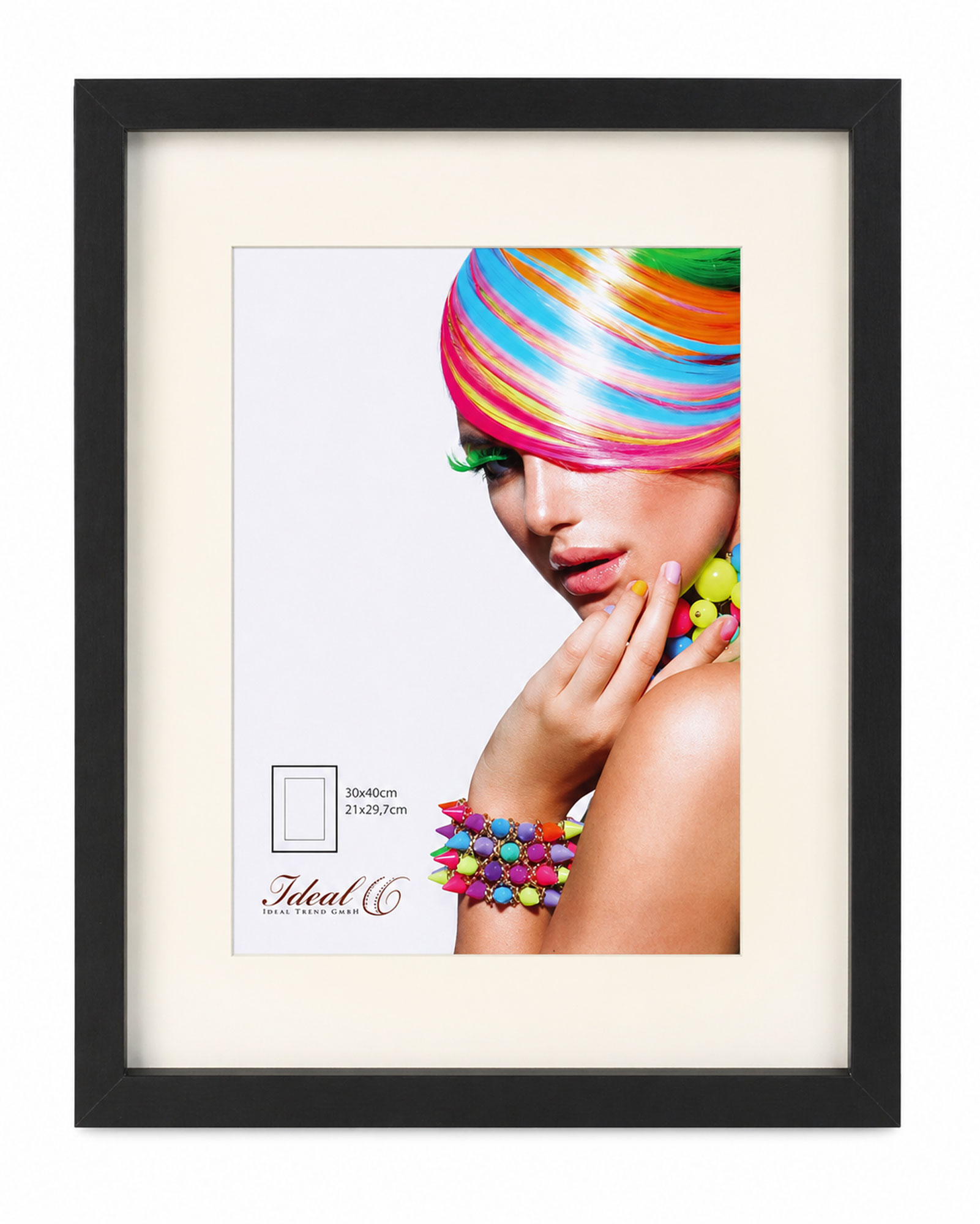 3D Objektrahmen Bilderrahmen mit Passepartout & gehärtetem Glas Holz MDF Rahmen Foto Poster - Farbe: Schwarz | Format: 30x40