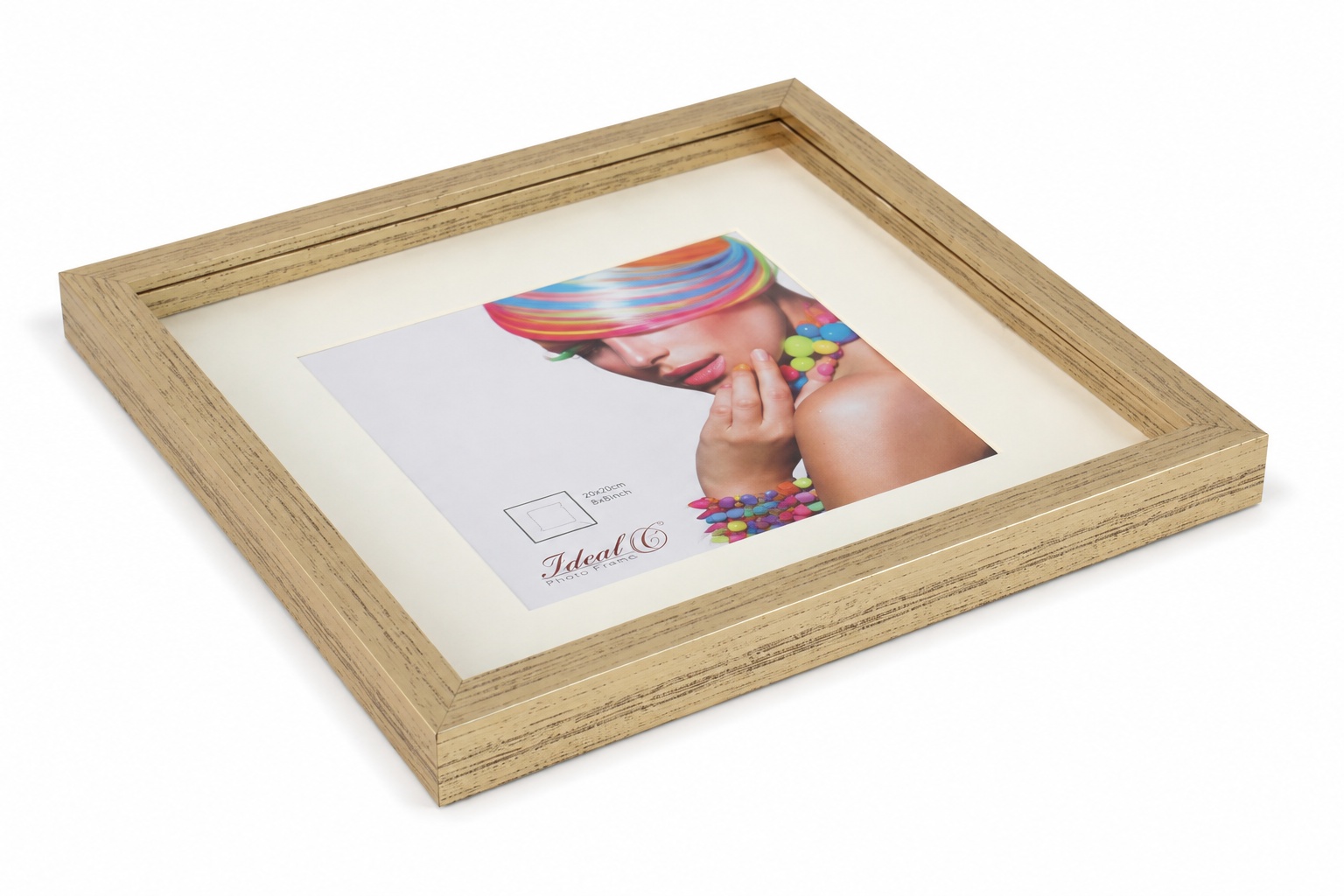 3D Objektrahmen Bilderrahmen mit Passepartout & gehärtetem Glas Holz MDF Rahmen Foto Poster - Farbe: Silber-Antik | Format: 30x30
