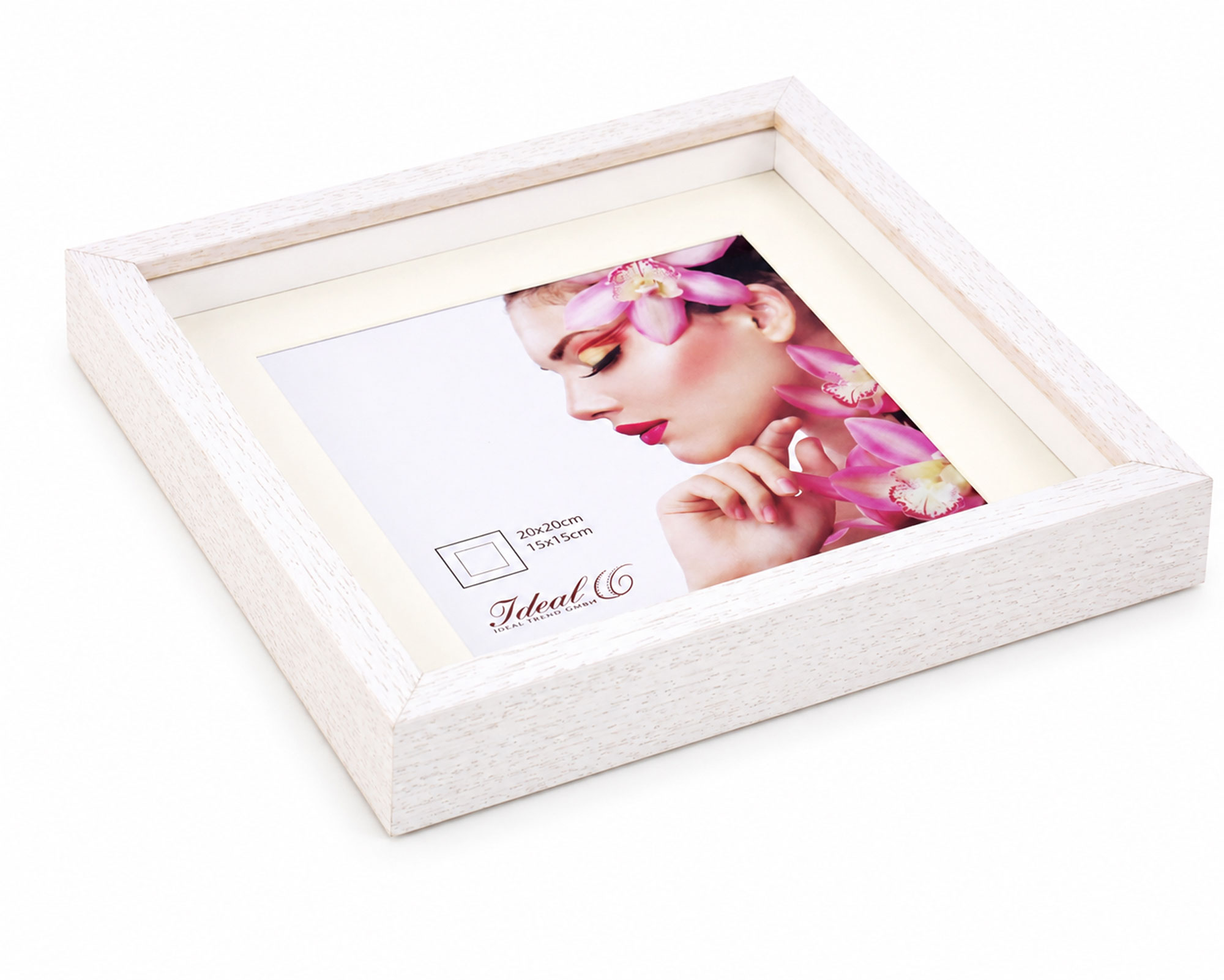 3D Objektrahmen Holz Bilderrahmen Wanddeko Collage Poster Shirt Trikot Rahmen HR - Farbe: Weiß | Format: 20x20