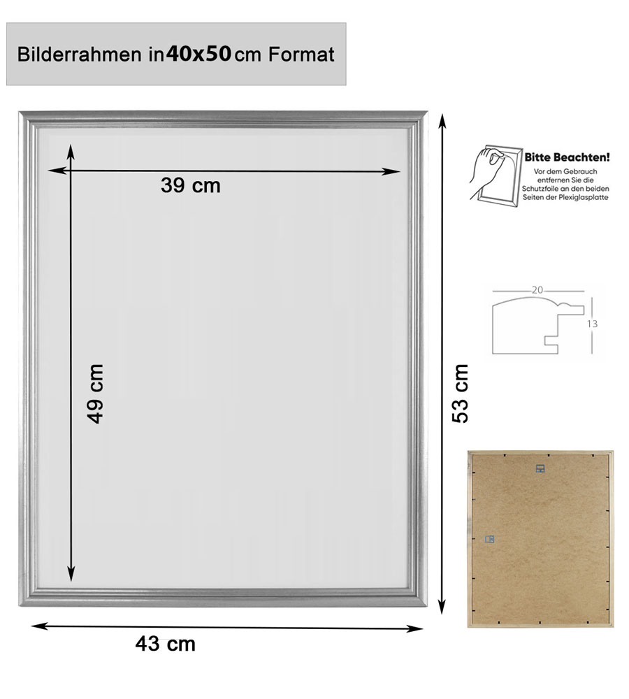 Artos Holz Bilderrahmen Acrylglas Plexi Lifestyle Foto Rahmen Collage Wanddeko Poster - Farbe: Natur | Format: 40x50