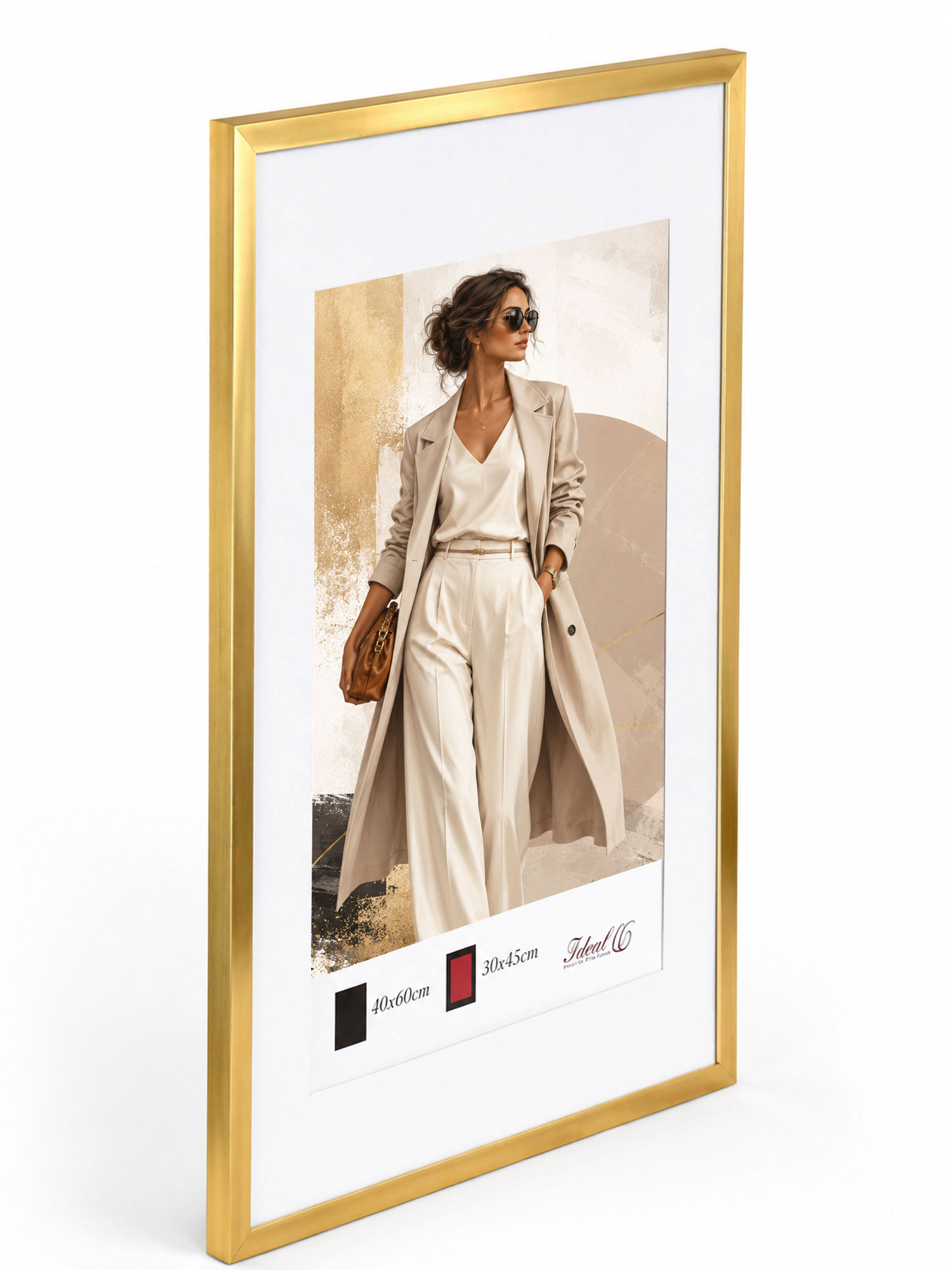 Kunststoff Bilderrahmen Modern Style mit gehärtetem Glas & Passepartout Blockprofil Collage Foto Rahmen Wanddeko für Fotowand - Farbe: Gold | Format: 40x60 | Pack: 10