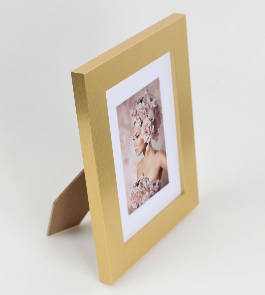Bilderrahmen Holz Rahmen Plexi Acryl Collage Wanddeko Poster quadratisch S215 - Farbe: Gold | Format: 13x18