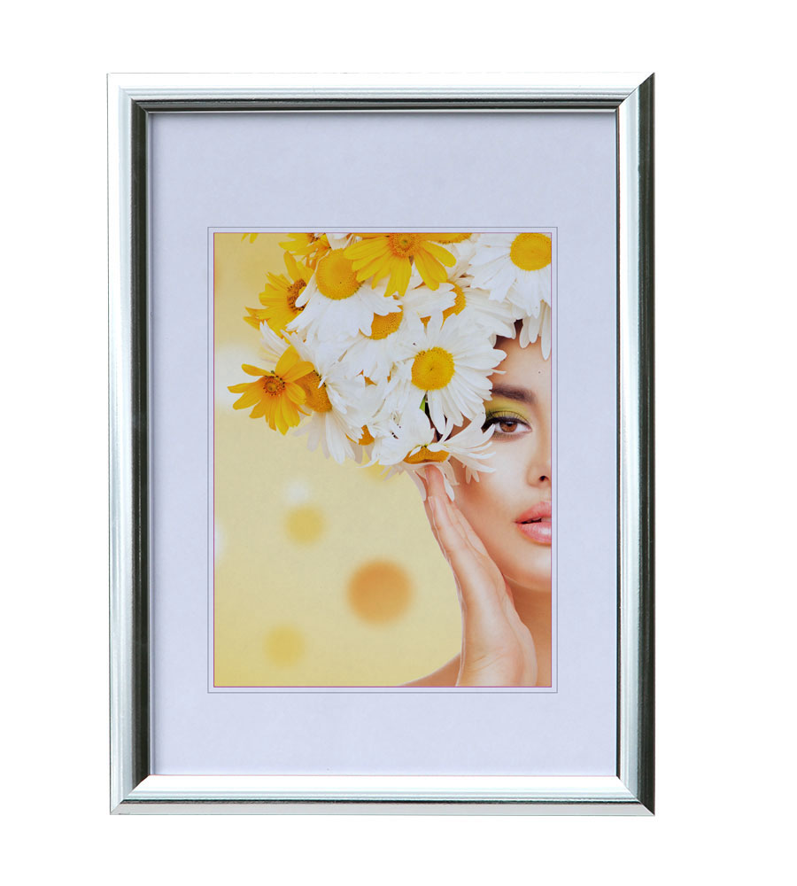 Kunststoffrahmen mit Klarglas Bilderrahmen PS-1 Frame Foto Collage Portraitrahmen Glasscheibe - Farbe: Silber | Format: 10x15