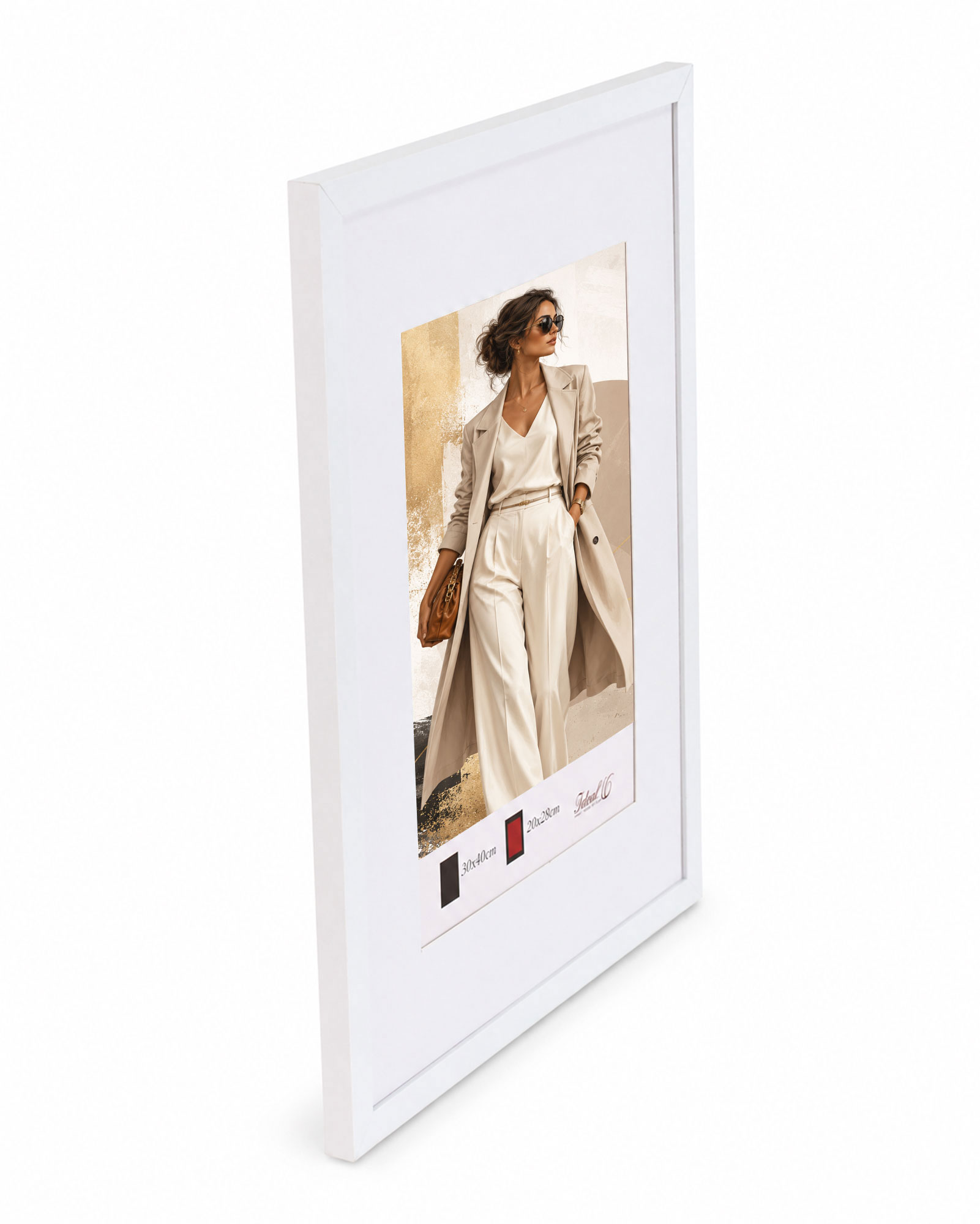 Kunststoff Bilderrahmen Modern Style mit gehärtetem Glas & Passepartout Blockprofil Collage Foto Rahmen Wanddeko für Fotowand - Farbe: Weiß | Format: 30x40 | Pack: 10