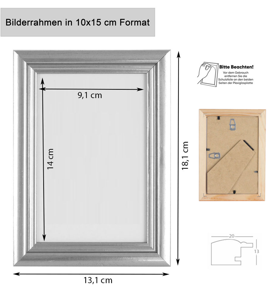 Artos Holz Bilderrahmen Acrylglas Plexi Lifestyle Foto Rahmen Collage Wanddeko Poster - Farbe: Weiß | Format: 10x15