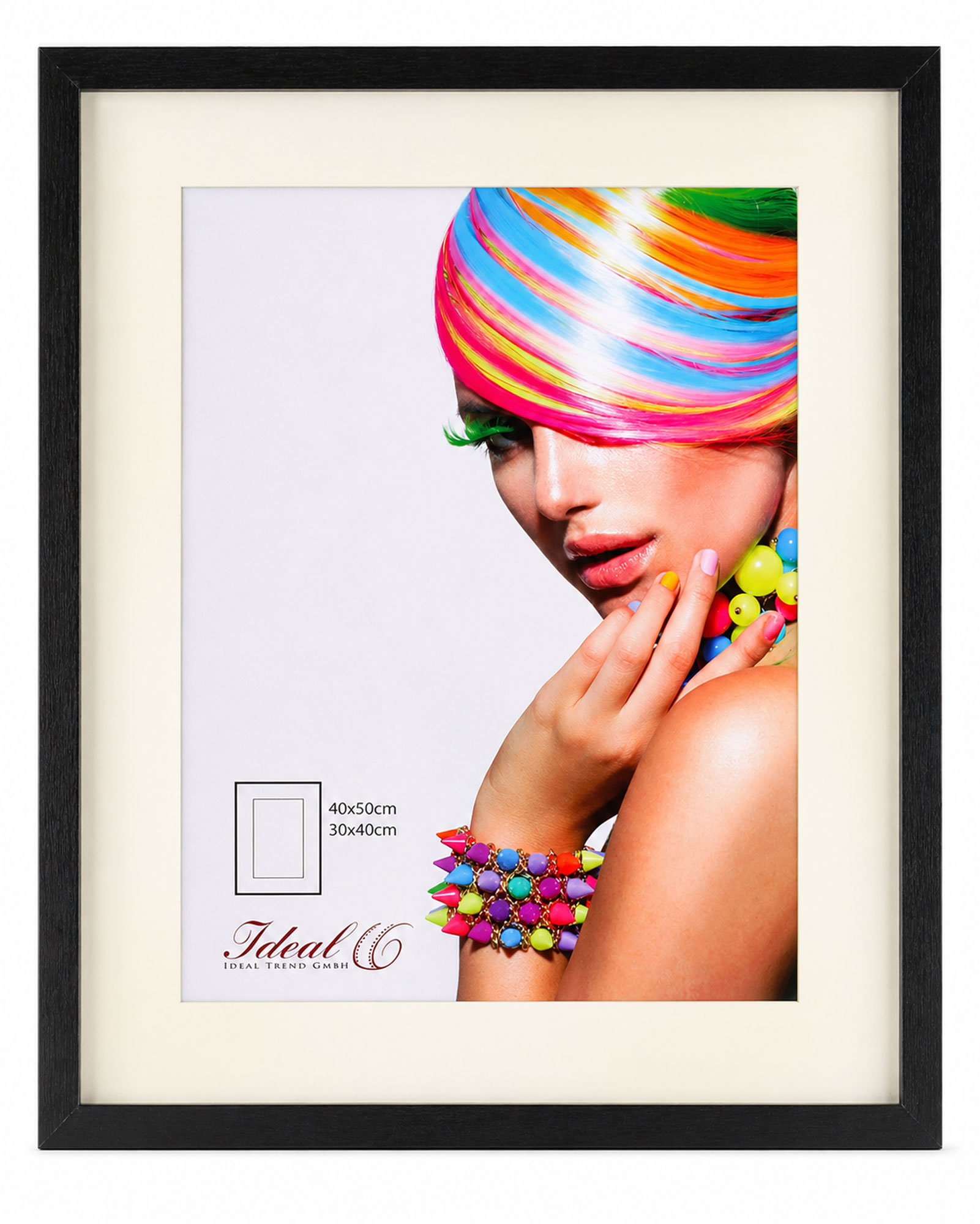 3D Objektrahmen Bilderrahmen mit Passepartout & gehärtetem Glas Holz MDF Rahmen Foto Poster - Farbe: Schwarz | Format: 40x50