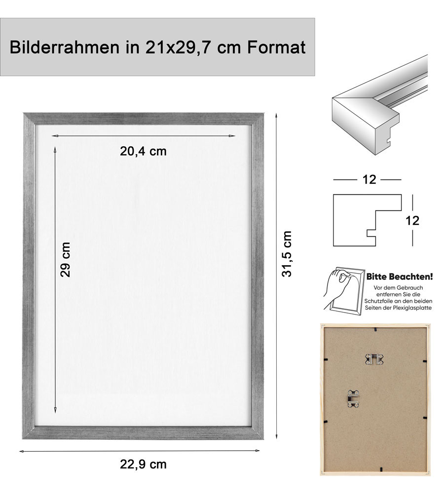 Holz Dokument Bilderrahmen Urkunde Diplom Foto Rahmen Plexi S111 Poster - Farbe: Natur | Format: 21x29,7 A4