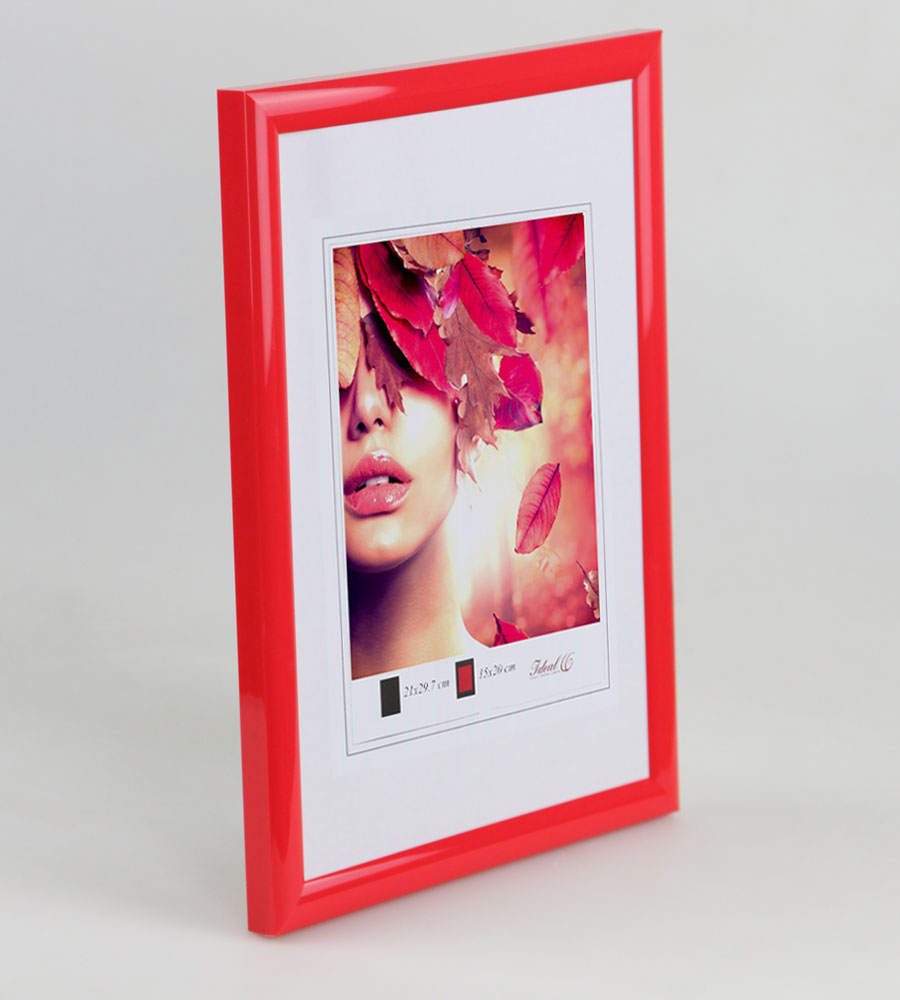 Moderner Bilderrahmen mit echtem Glas für wertvolle Erinnerungen Bilder Foto Rahmen mit abgerundetem Profil - Farbe: Rot | Format: 50x50