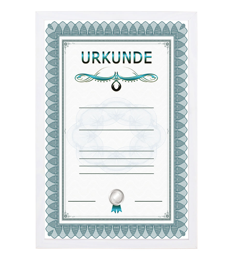 Holz Dokument Bilderrahmen Urkunde Diplom Foto Rahmen Plexi S111 Poster - Farbe: Weiß | Format: 29,7x42 A3