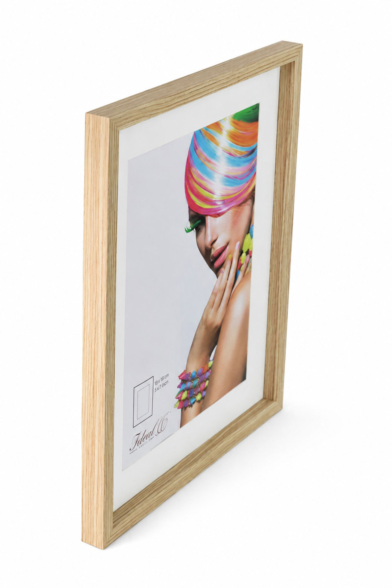 3D Objektrahmen Bilderrahmen mit Passepartout & gehärtetem Glas Holz MDF Rahmen Foto Poster - Farbe: Natur | Format: 40x50