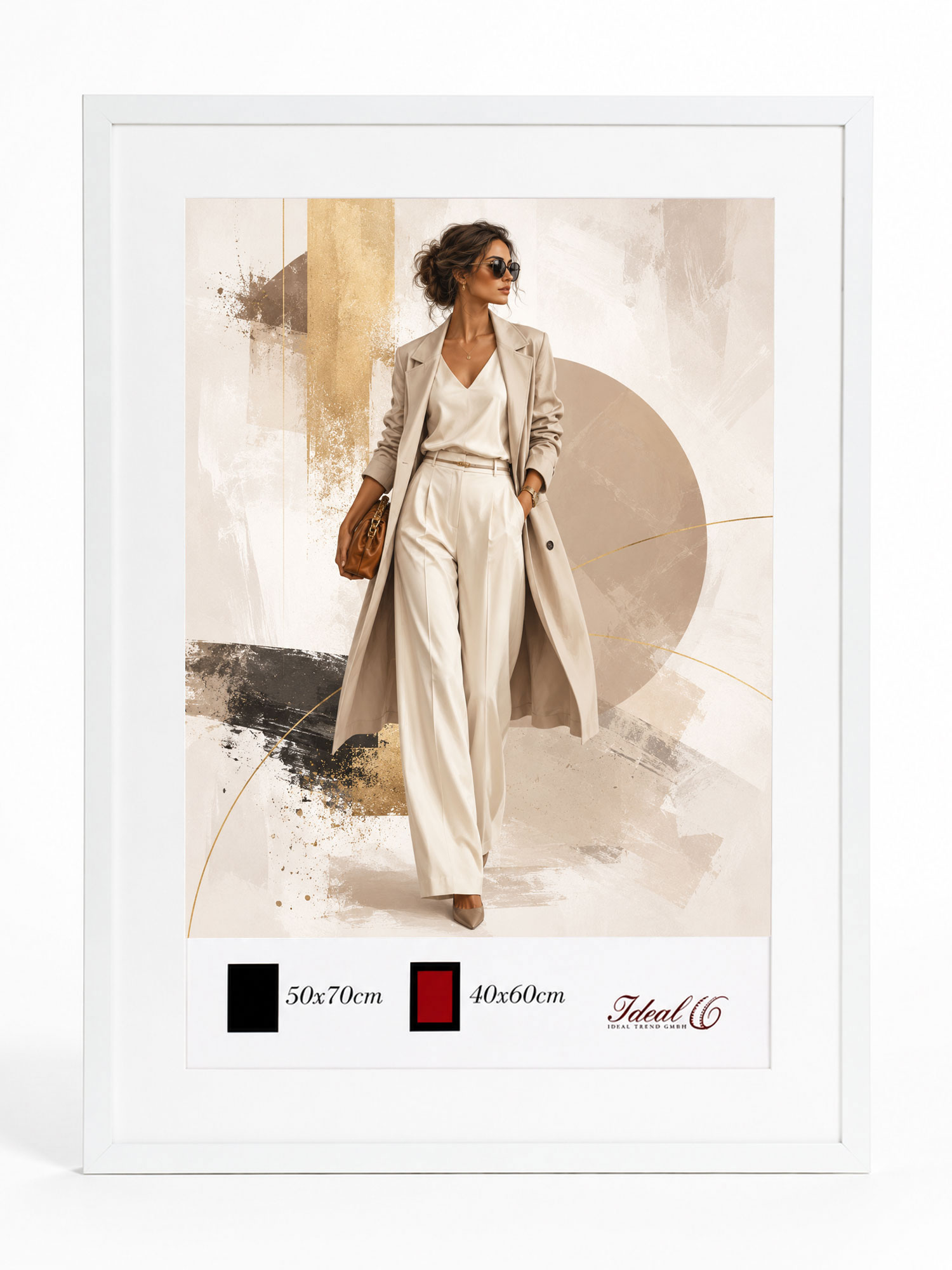 Kunststoff Bilderrahmen Modern Style mit gehärtetem Glas & Passepartout Blockprofil Collage Foto Rahmen Wanddeko für Fotowand - Farbe: Weiß | Format: 50x70 | Pack: 1