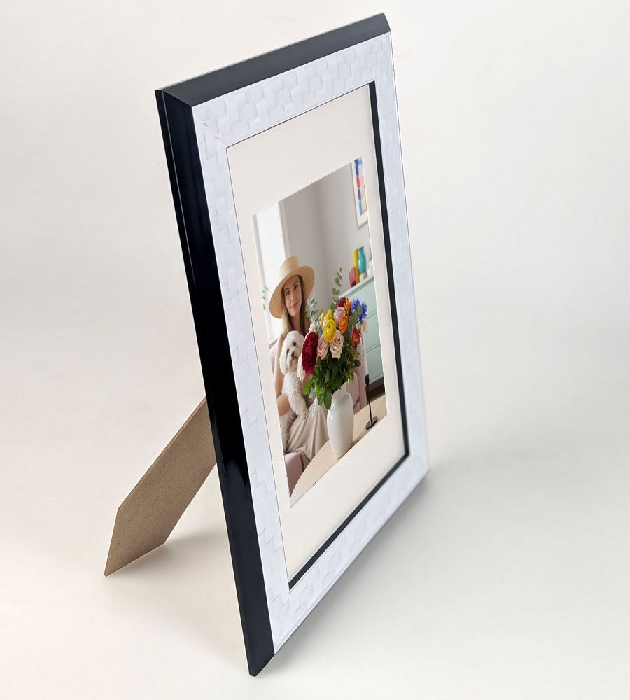Barockrahmen Bilderrahmen Modern Glamour Flechtstruktur antiker Bilderrahmen PS-5 - Farbe: Weiß | Format: 20x30