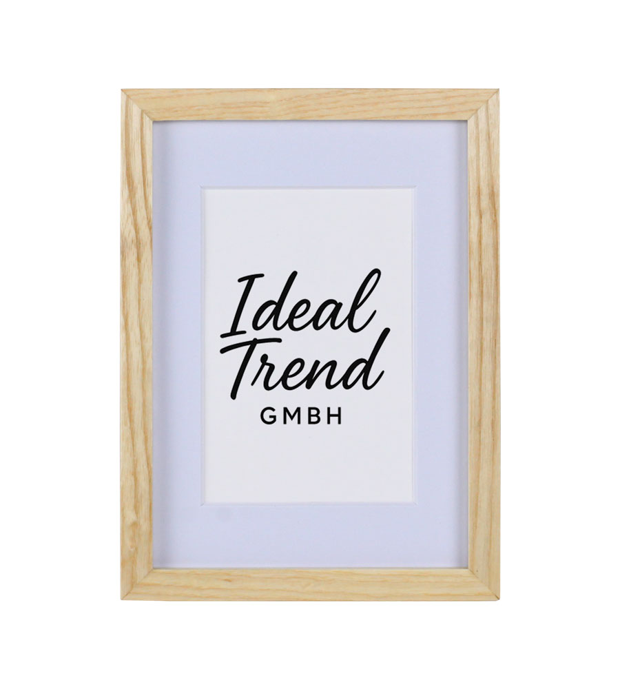 Bilderrahmen Massivholz Eiche mit Passepartout & gehärtetem Echtglas Oak wood frame Tempered glass HR-12 - Farbe: Natur | Format: 13x18