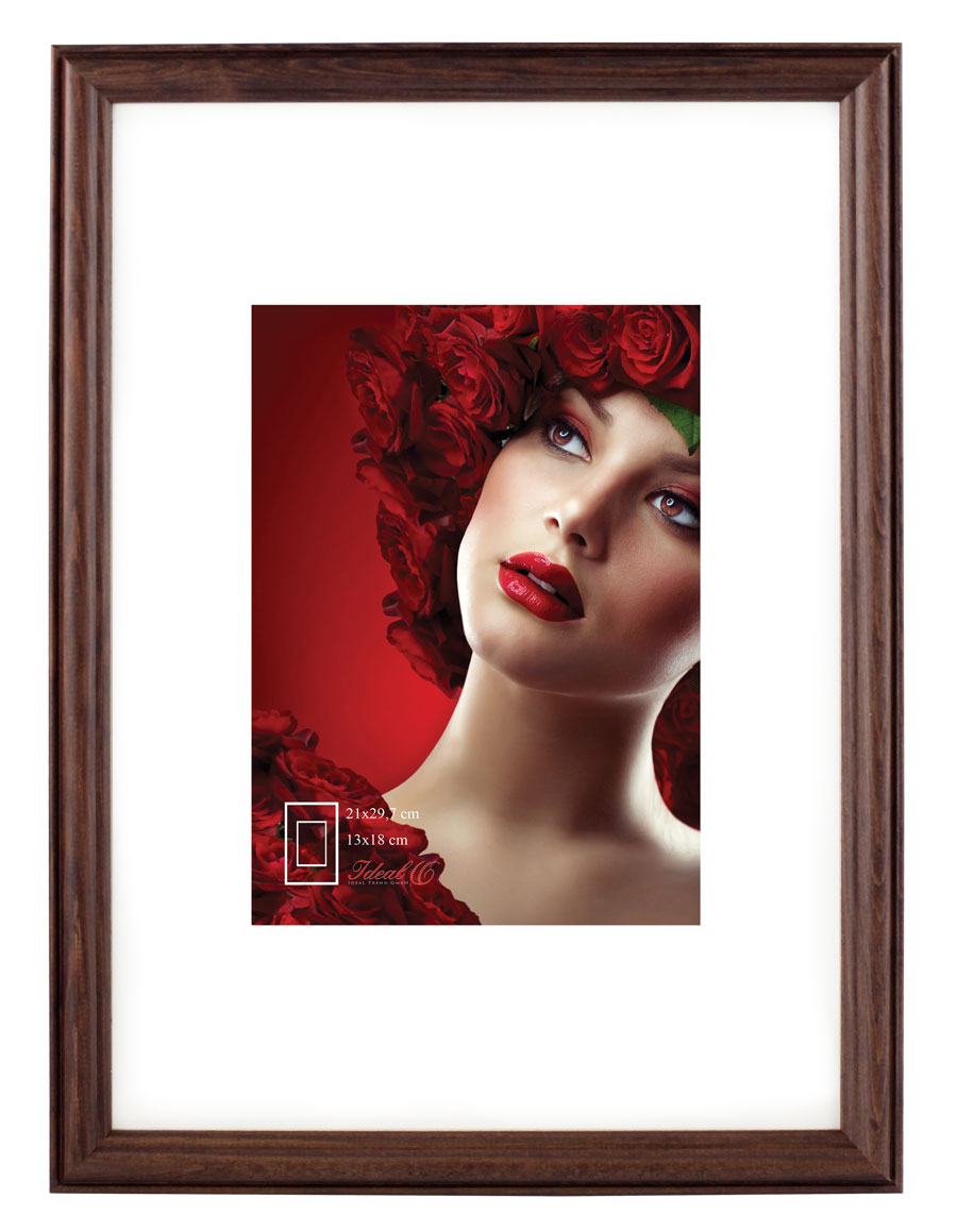 Leano Bilderrahmen aus Holz – Fotorahmen mit Klarglas & Flexipins | Wanddeko & Collage-Rahmen S190 - Farbe: Nuss | Format: 21x29,7 DIN A4