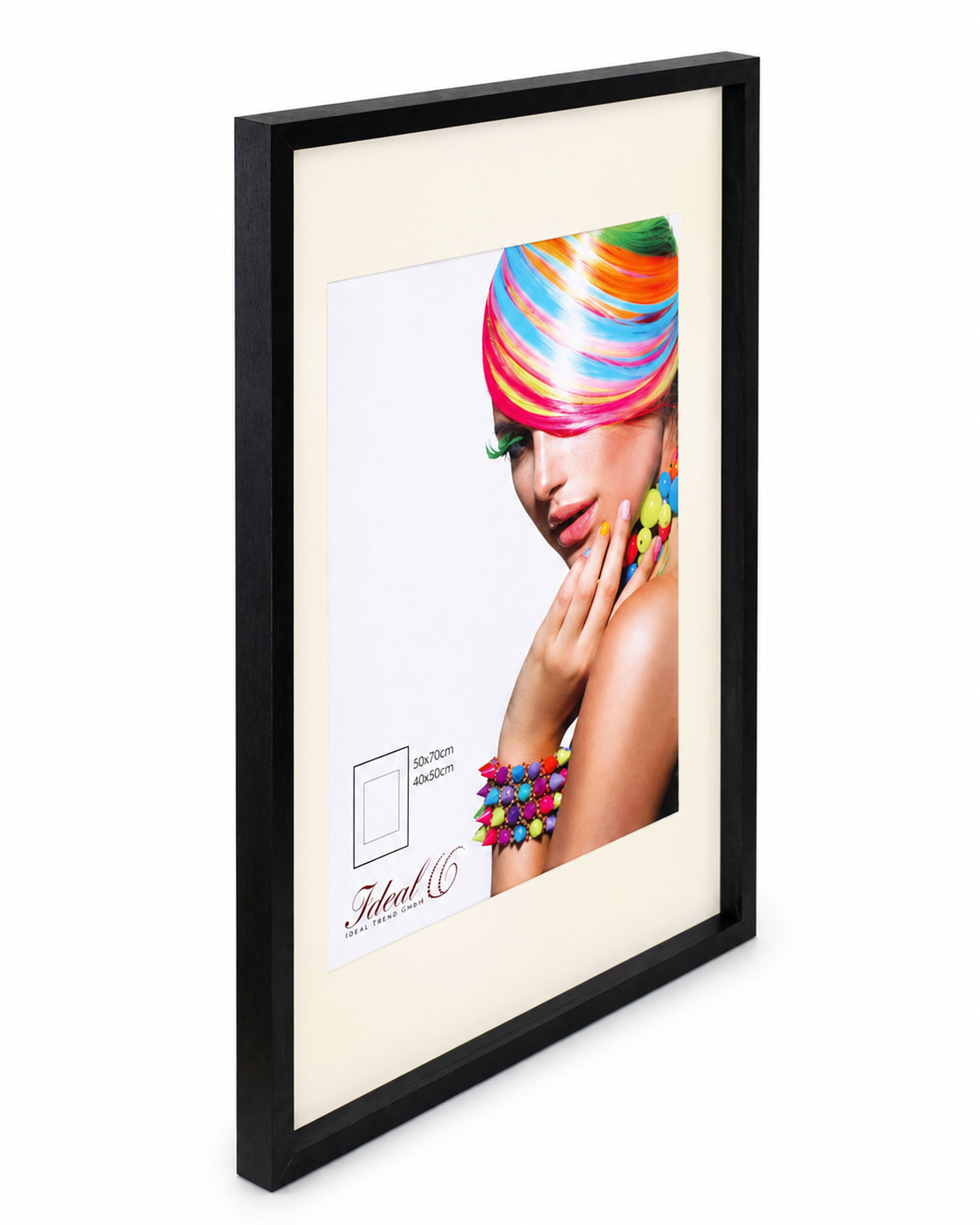 3D Objektrahmen Bilderrahmen mit Passepartout & gehärtetem Glas Holz MDF Rahmen Foto Poster - Farbe: Schwarz | Format: 50x70