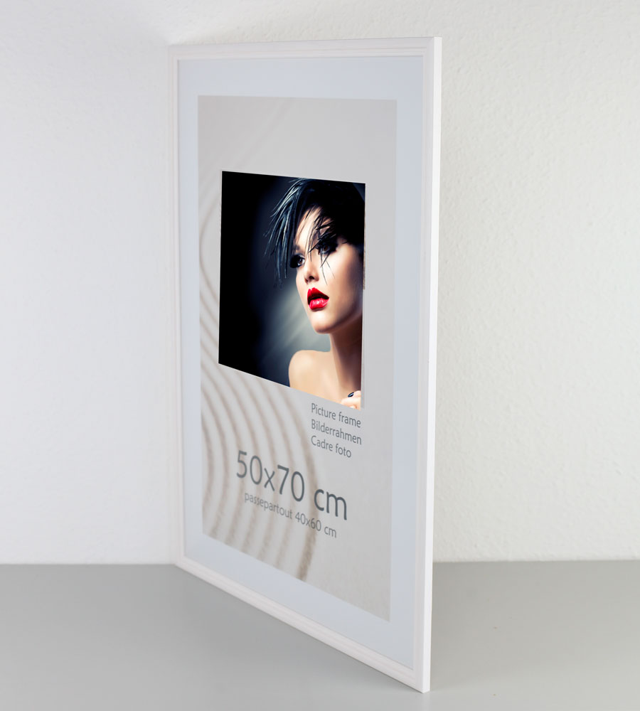 Artos Holz Bilderrahmen Acrylglas Plexi Lifestyle Foto Rahmen Collage Wanddeko Poster - Farbe: Weiß | Format: 50x70