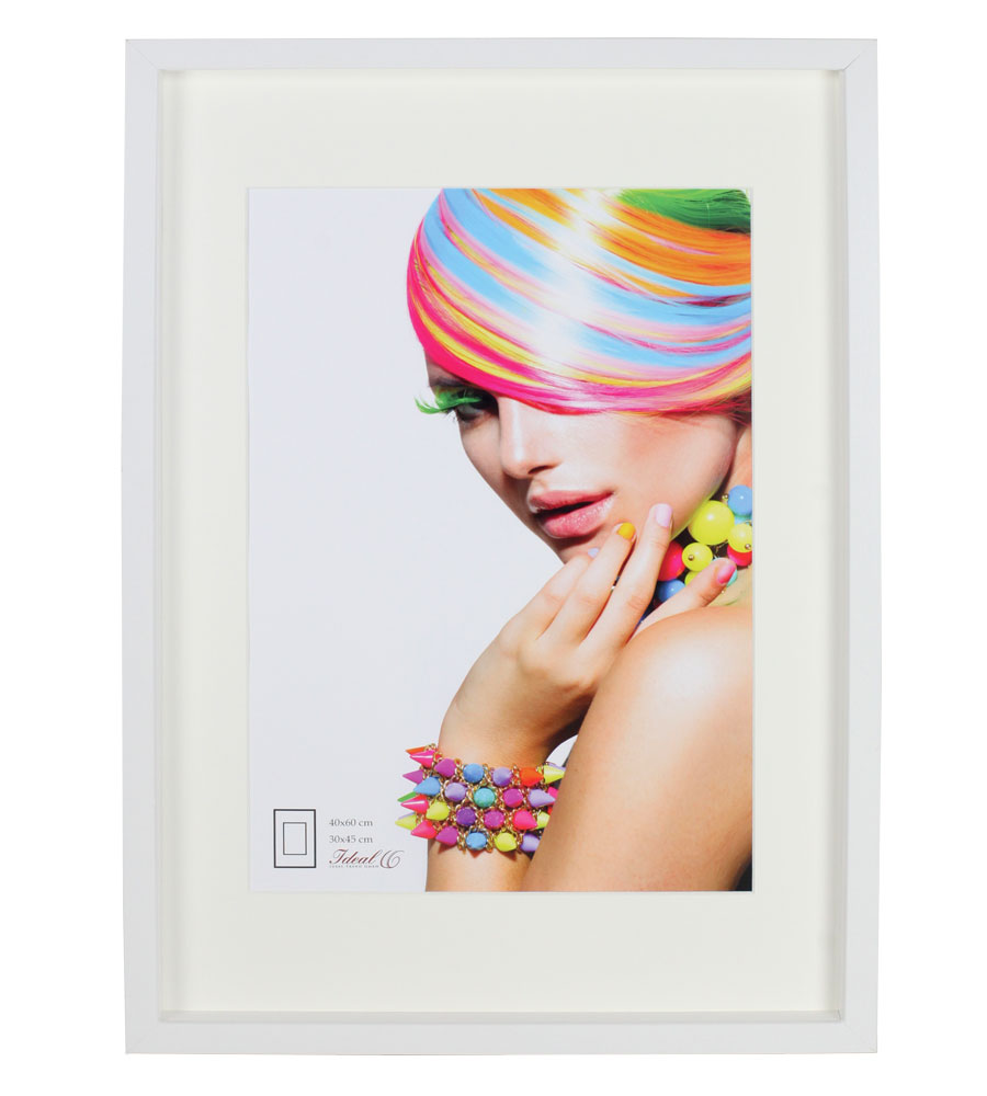 3D Objektrahmen Bilderrahmen mit Passepartout & gehärtetem Glas Holz MDF Rahmen Foto Poster - Farbe: Weiß | Format: 40x60
