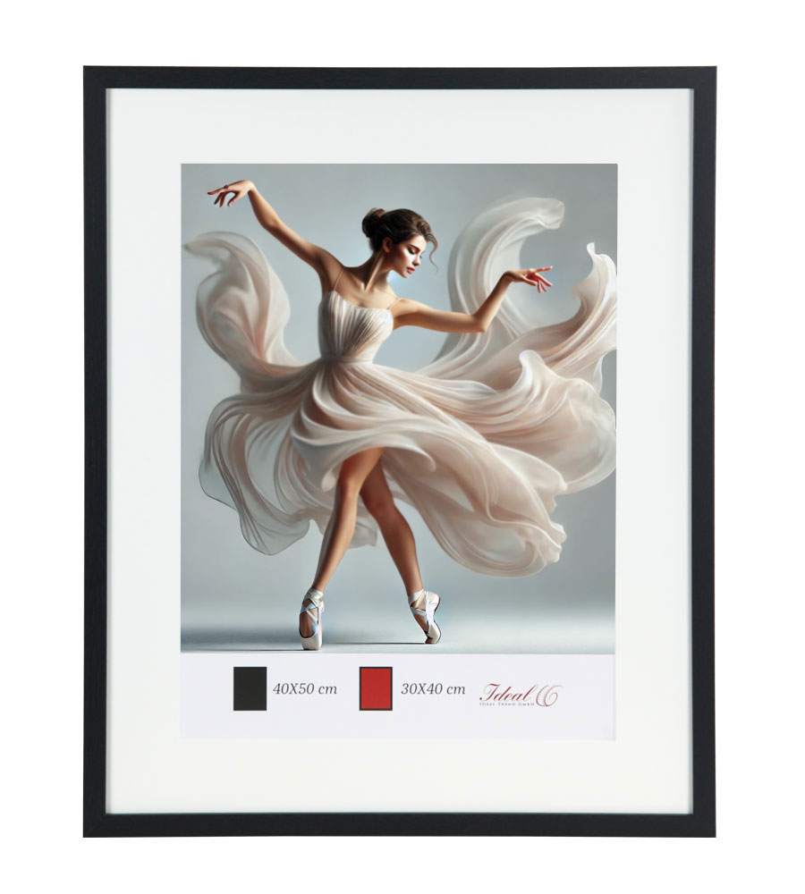 Holzbilderrahmen mit Passepartout Elegantes Design Foto Rahmen Collage Wanddeko HR-5 Poster - Farbe: Schwarz | Format: 40x50