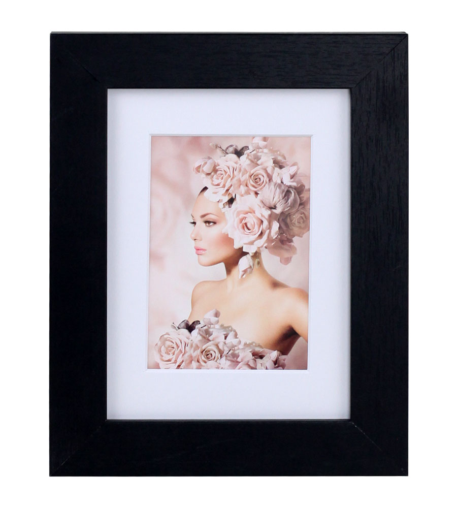 Bilderrahmen Holz Rahmen Plexi Acryl Collage Wanddeko Poster quadratisch S215 - Farbe: Schwarz | Format: 13x18