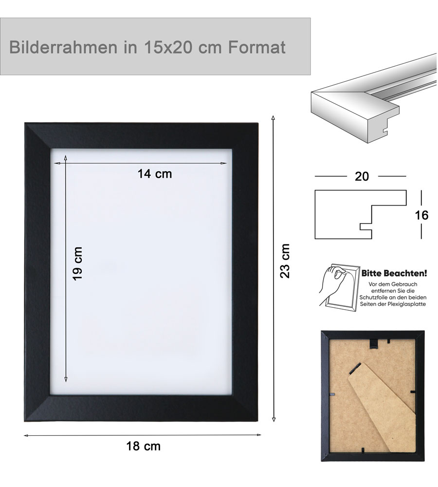 Bilderrahmen Hekla Holzrahmen Posterrahmen Picture Frame Collage Poster Foto Rahmen - Farbe: Weiß | Format: 15x20