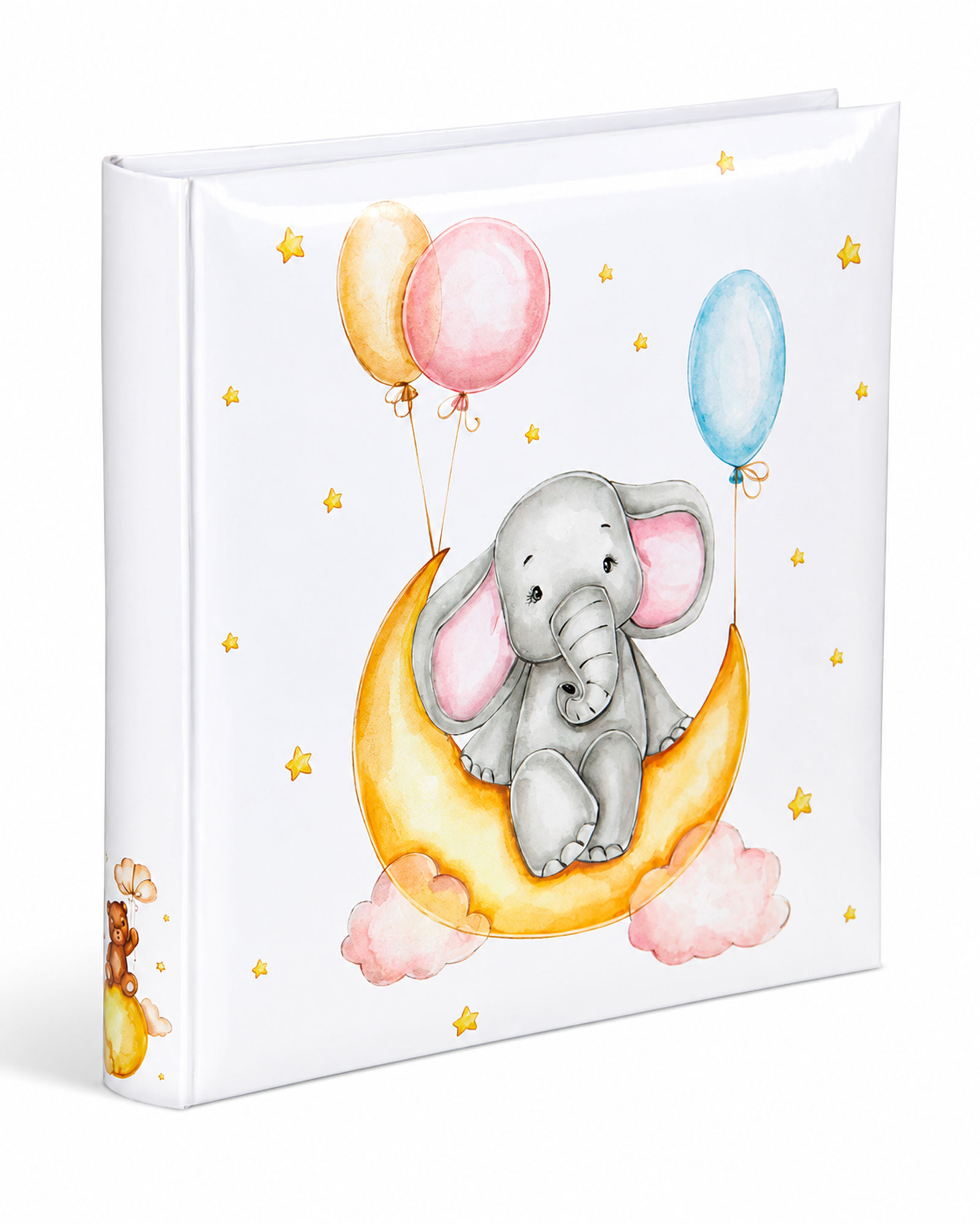Cat & Bears Fotoalbum 30x30 cm 100 weiße Seiten Baby Kinder Foto Album Fotobuch - Farbe: Elefant & Moon